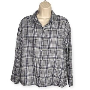 Madewell Plaid Long Sleeve Button Front Top Women's Size M